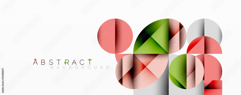 Poster Geometric shapes overlap creating colorful abstract design. Soft pastel tones dominate composition, offering modern aesthetic.