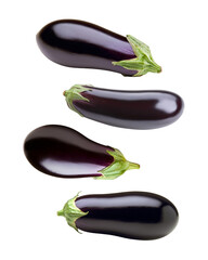 eggplants isolated on transparent background, close-up