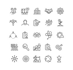 Business Management And Strategy Line Icons Vector Illustration.