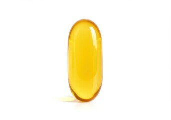 Obraz na płótnie Canvas A single yellow oil capsule is isolated on white background
