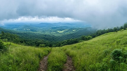 Naklejka premium Mountaintop Grassland Trail