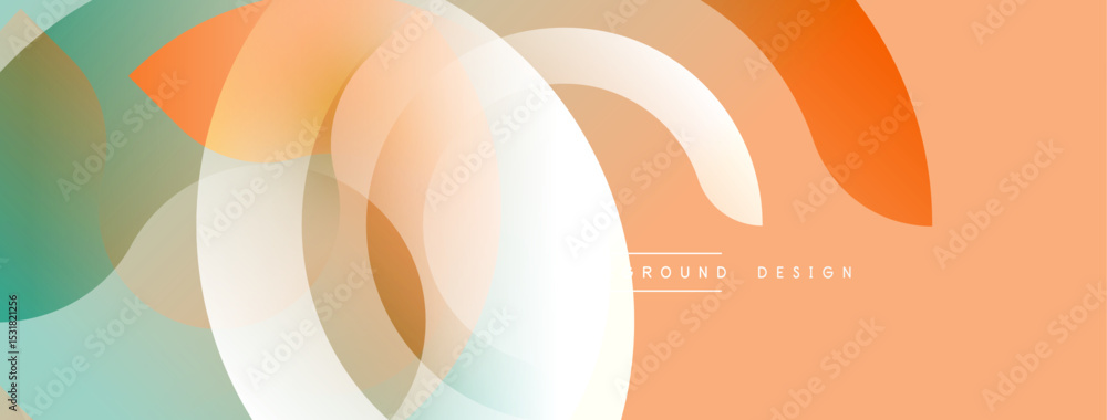 Poster abstract flowing shapes, layered translucent forms. soft pastel colors create modern background desi