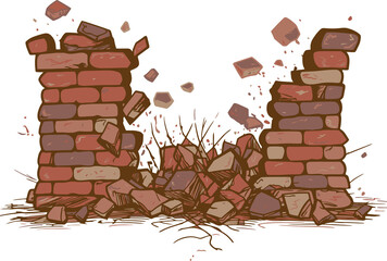 broken brick wall illustration