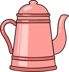A classic kettle painted with vector images