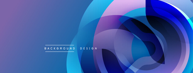 Abstract blue purple design. Overlapping shapes create dynamic visual effect. Modern background suitable for presentations, websites.