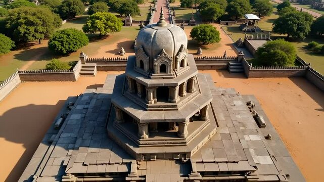 Majestic Brihadeeswarar Temple Vimana Aerial Drone View Stunning Architectural Detail 4K