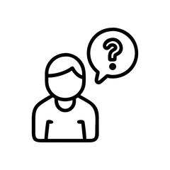 Person with question mark in speech bubble expressing confusion  