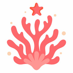 Pink coral reef with starfish illustration