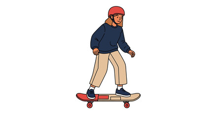 Obraz premium Vector SVG Illustration of Person Skateboarding with Helmet Modern Line Art Design
