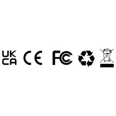  UKCA CE FCC RECYCLEING WEEE VECTOR ICON SIGN