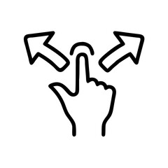 Obraz premium Hand pointing with arrows indicating direction in minimal line art style 