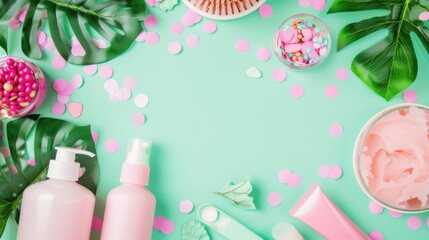 Tropical Beauty: Spa Day Still Life on Teal
