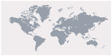 Obraz premium A blank world map, world map picture, world map vector image, modern world map, Illustration, eps 10, worldwide, all continents, all countries, worldwide project