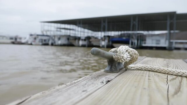 Boat tie down at edge of dock 4k
