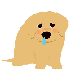 Illustration of a Sad Golden Retriever Puppy