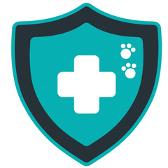Veterinary Shield Icon with Paw Prints