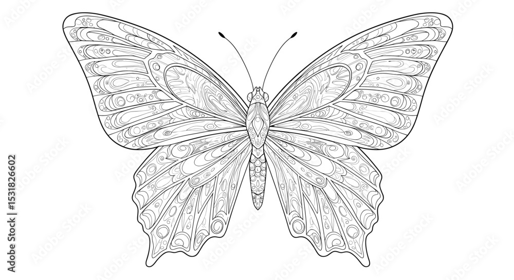 Poster intricate butterfly vector illustration with detailed patterns and symmetrical design, perfect for c