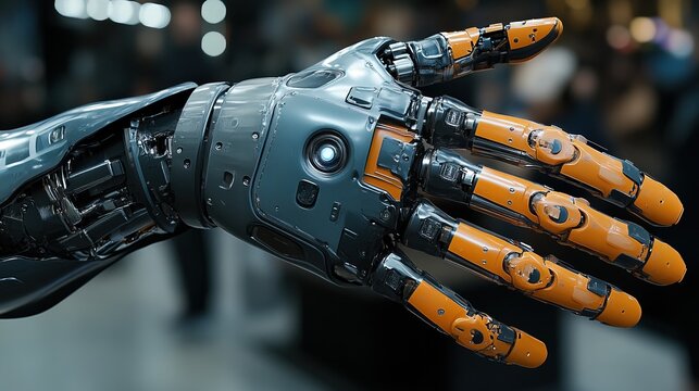 Advanced prosthetic limb with robotic enhancements, seamless human-machine integration - Powered by Adobe