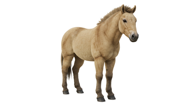 Majestic Przewalskis Horse Standing Proudly Detailed Fur and Expression