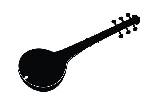 vector art silhouette of a dilruba  showing curved.eps