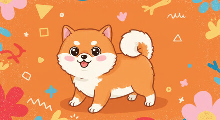Cartoon shiba inu dog illustration