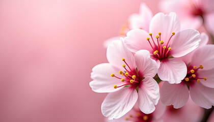 Obraz premium close-up view of clusters of vibrant pink cherry blossoms on tree branches framed by clear blue sky illustrating intricate springtime floral beauty
