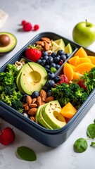 Healthy meal prep in a lunch box perfect for meal plan content