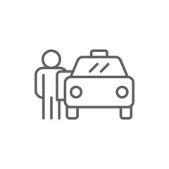 Taxi Icon with Person Outline Thin Line Editable Stroke Vector Design