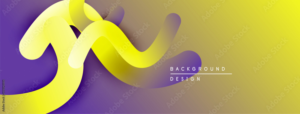 Aufkleber Abstract yellow curves over purple, gold gradients. Modern design element for backgrounds, presentations. Smooth shapes create dynamic composition.