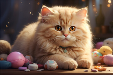 Adorable Realistic Cat Resting Peacefully Indoors