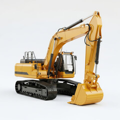yellow excavator isolated on white