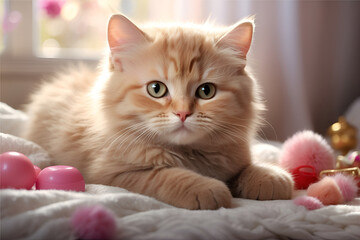 Adorable Realistic Cat Resting Peacefully Indoors