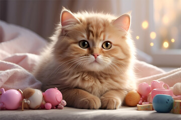 Adorable Realistic Cat Resting Peacefully Indoors