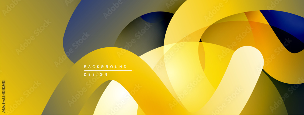 Aufkleber Abstract design features overlapping yellow, navy shapes. Gradient colors create dynamic visual effect. Modern background texture.