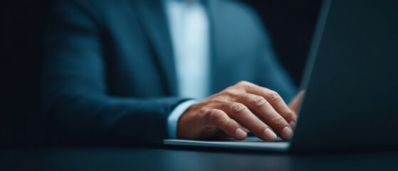 Professional Businessman Working on Laptop for Success