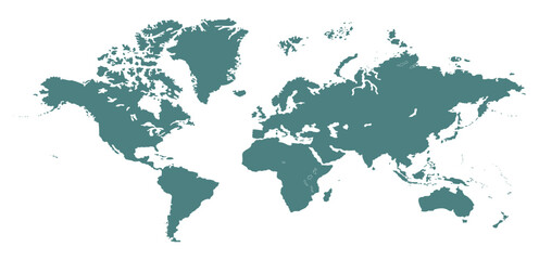Obraz premium World map accurate scale, world map vector image, modern world map, Illustration, eps 10, worldwide, all continents, all countries, worldwide project