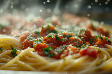 Classic Spaghetti Carbonara with Bacon and Parsley