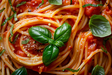 Classic Spaghetti with Tomato Sauce and Basil