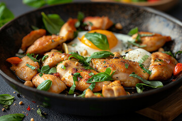 Grilled Chicken with Basil and Fried Egg