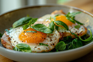 Grilled Chicken with Basil and Fried Egg