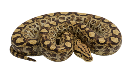 Coiled Python with Intricate Pattern and Head Visible