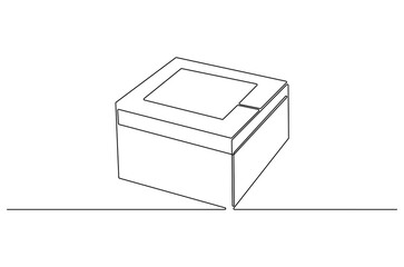Continuous one line drawing of Rounded containers for gifts. Single line drawing illustration of Rectangular white gloss tin can. Brand box concept vector art. Doodle line illustration.
