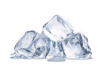 Icy cold ice cubes frozen water blocks chilling refreshment coolness thirst quencher isolated image isolated on transparent background