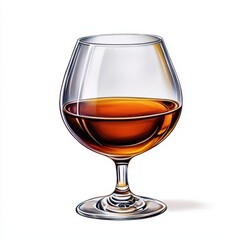 Amber Brandy in a Crystal Snifter Glass on White