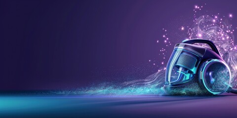 Futuristic Vacuum Cleaner with Digital Particles