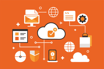 Tech Minimalism Icon Set Design with an Orange Twist