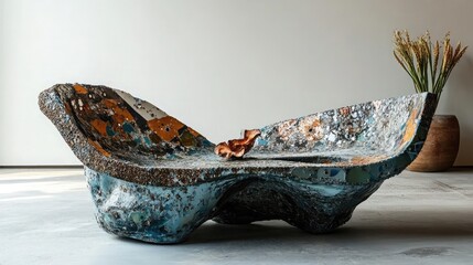 Sea waste upcycled into designer furniture using cleaned marine plastics, ocean metal, salt-resistant coatings, and sustainable craftsmanship promoting eco innovation