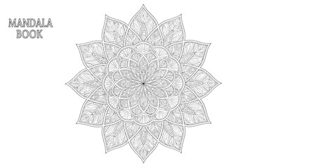 Intricate mandala design for coloring book with detailed floral patterns and symmetrical shapes perfect for relaxation and creative expression