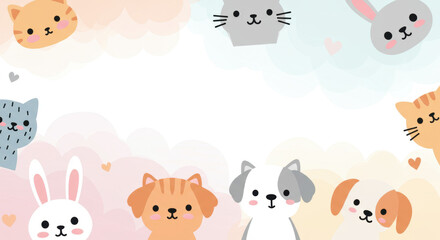 Obraz premium Cute animal heads border design