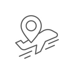 Airplane Tracking Icon Outline Style Thin Line Editable Stroke for Flight Route Location and Travel Concept